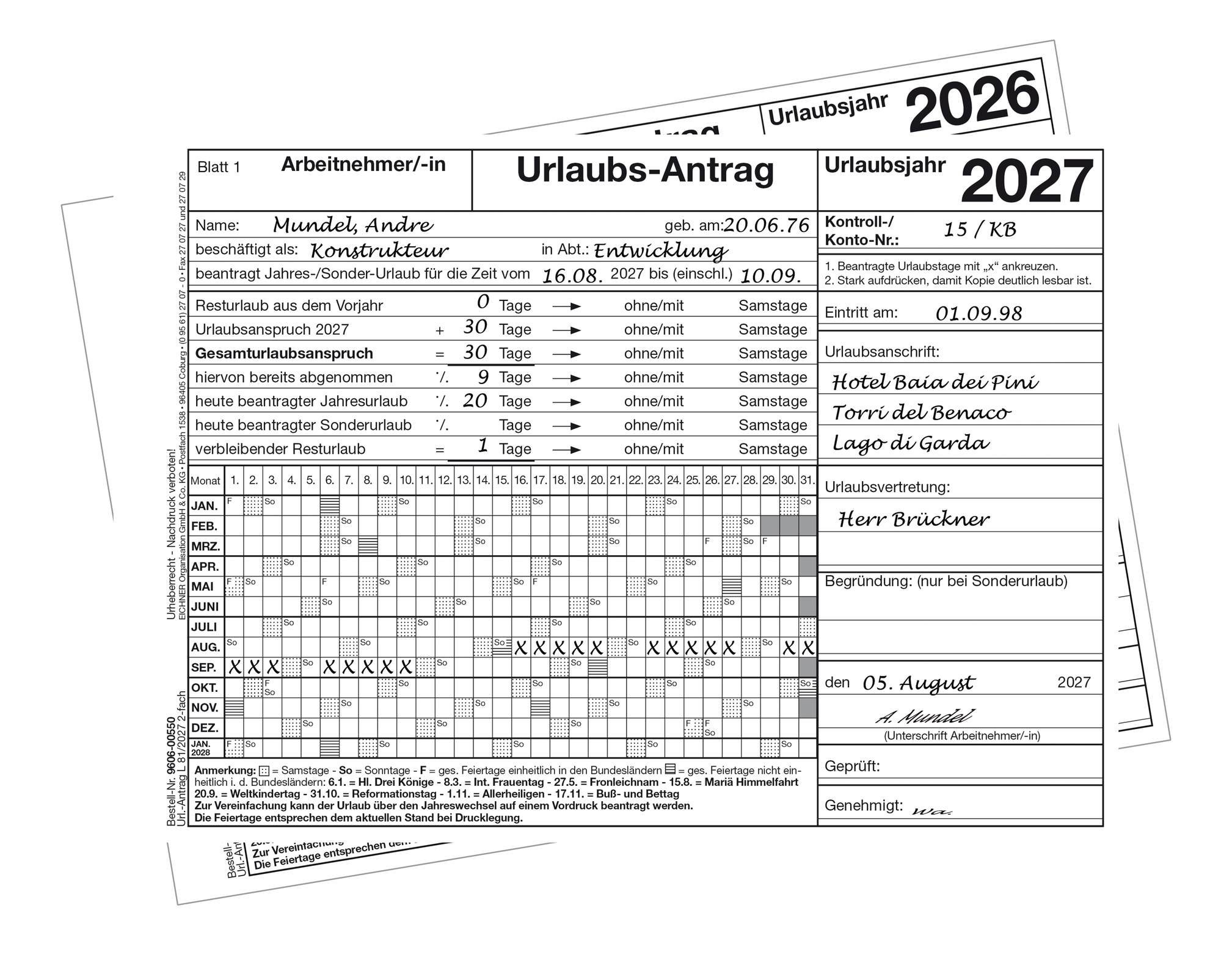 9606-00550 - Urlaubsantrag 2026 2027 9606-00550 - Urlaubsantrag 2026 2027
